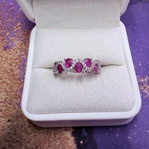 Silver and Pink Sapphire Gemstone Ring